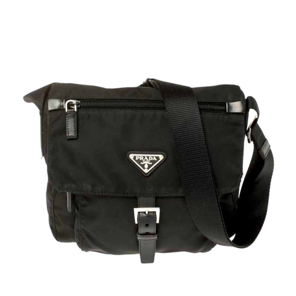 Prada messenger bag nylon pocket black wristlet